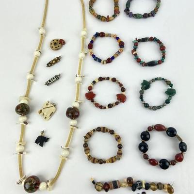 #83 â€¢ Cadoro Necklace & 8 Bracelets - Natural Stones, Shells and Baubles
