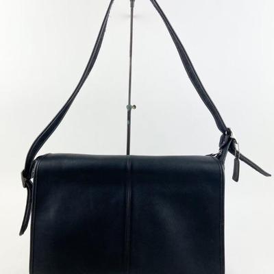 #44 â€¢ Coach Classic Black Leather Flap Briefcase / Messenger Bag

