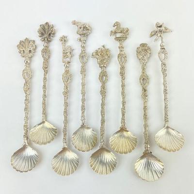#84 â€¢ Italian Made Clam Shell Sugar Spoons with Decorative Tops - Set of 8
