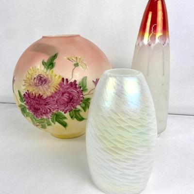 #97 â€¢ Three Vintage Glass Lamp Shades
