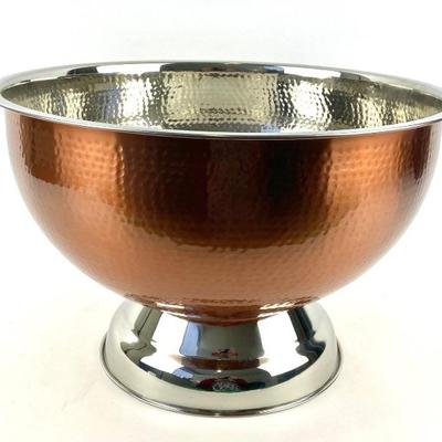 #35 â€¢ Large Copper and Silver Toned Footed Bowl
