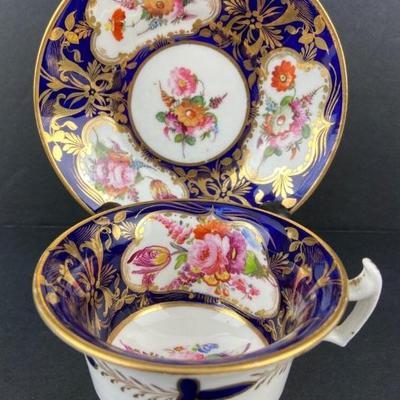 #52 â€¢ John Rose Coalport Antique Porcelain Cup & Saucer - England c 1820

