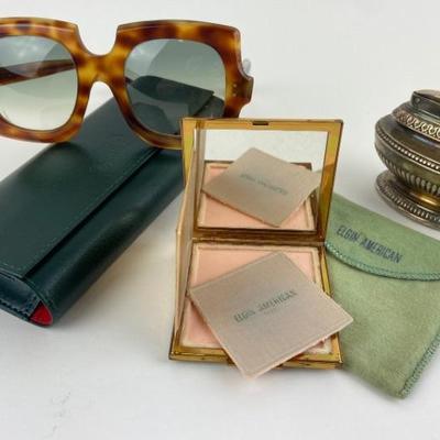 #4 â€¢ Bernard Kavman Sunglasses, Elgin American Compact and Ronson Queen Anne Table Lighter
