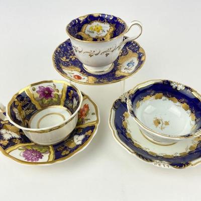 #39 â€¢ Cobalt Blue Golden Trimmed Vintage Tea Cups and Saucers

