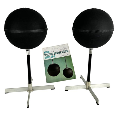 #7 â€¢ Nivico Spectrum Globe Speakers Model GB-1E with GBS-1E Floor Stands, Chains & ORIGINAL BOX
