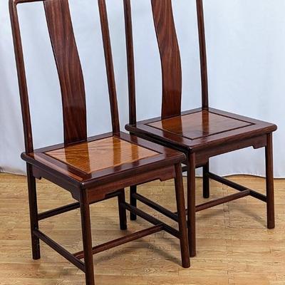 #37 â€¢ Vintage Rosewood Ming Dynasty Style Yoke Back Chairs, Set of Two
