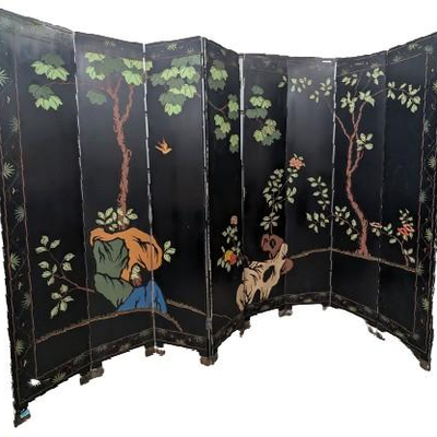 #1 â€¢ MCM Chinoiserie 8 Panel Screen Room Divider
