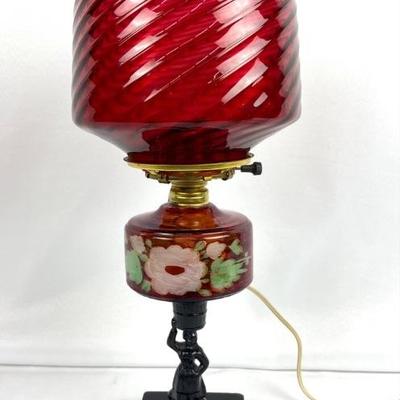 #22 â€¢ Cranberry Glass Parlor Lamp
