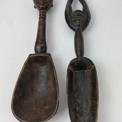 #80 â€¢ Antique African Carved Hardwood Spoons
