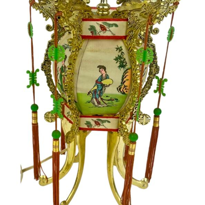 #49 â€¢ Vintage Chinese Lantern Pagoda Vanity Lamp
