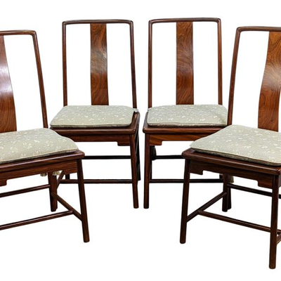 #36 â€¢ Rosewood Ming Dynasty Style Yoke Back Chairs, Set of Four
