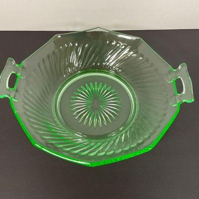 Imperial glass green twisted bowl