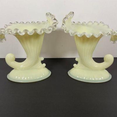 Fenton Cornacopia Glass candle holders