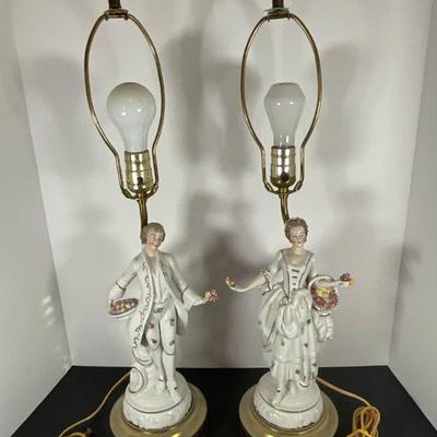 vintage Pr of french porcelain lamps