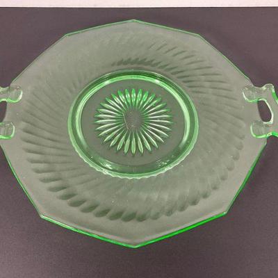 Imperial Glass twisted Optic Green Cake Plate