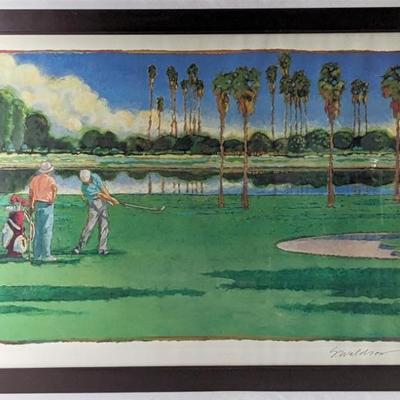 #79 â€¢ Sarah Waldron: Golfers on a Course Framed Art Print
