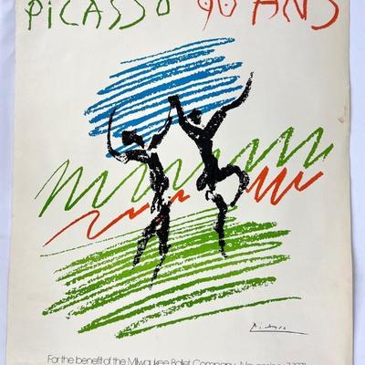 #121 â€¢ Vintage Picasso Gallery Exhibit Lithograph Poster "Picasso 90 Ans" For Irving Galleries 1971
