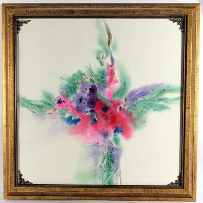 #103 â€¢ Abstract Original Framed Watercolor, Unsigned
