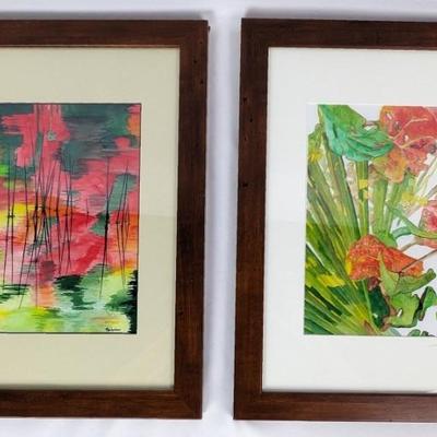 #17 â€¢ Anneke Tigchelaar: Two Framed Watercolor Prints - One Signed