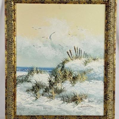 #94 â€¢ Gordon: Signed Seascape with Gulls Oil on Canvas, Framed
