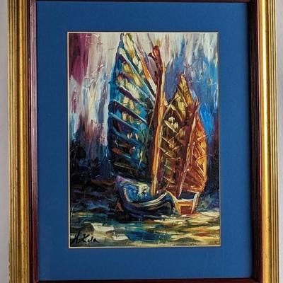 #96 â€¢ H. Kula: Chinese Junk Boat Framed Prints on Canvas
