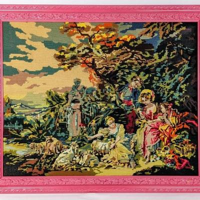 #68 â€¢ FranÃ§ois Boucher Tapestry Repro in Pink Vintage Frame
