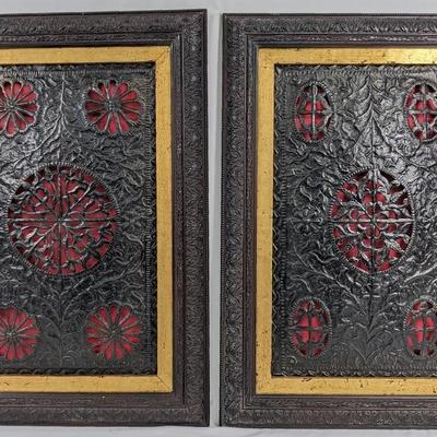 #60 â€¢ Two John-Richard Embossed Tin Wall Hangings from India
