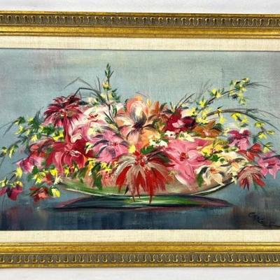 #46 â€¢ Signed Framed Original Oil - Impressionistic Floral Still Life
