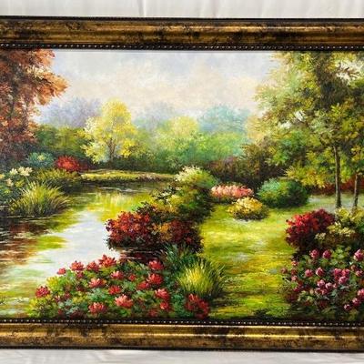#112 â€¢ Oil on Canvas Floral Landscape - Framed, Signed
