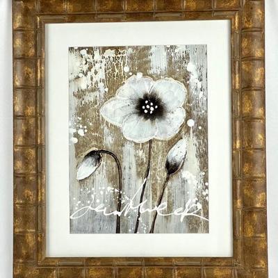 #62 â€¢ Framed Contemporary Neutral-Tone Poppies Embellished Print on Canvas - 21