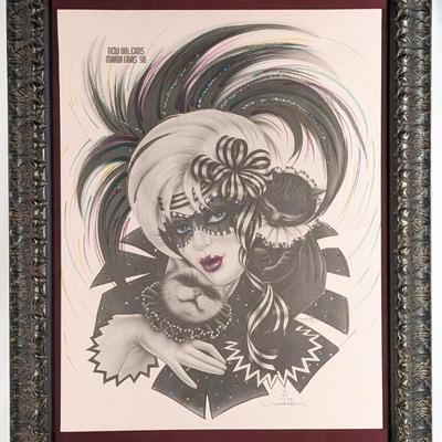 #104 â€¢ Andrea Mistretta: New Orleans Mardi Gras 1995 Signed Artist Proof- Cats and Harlequin
