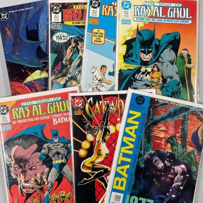 (7PC) BATMAN & RELATED COMIC BOOKS | Including; Batman Jazz Vol. 1 of 3 April 95, Catwoman August 95, The Saga of Ras Al Ghul Volumes...