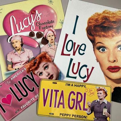 (4PC) I LOVE LUCY SIGNS & LICENSE PLATES | Two decorative metal signs and two license plates, including 