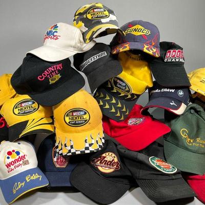 NASCAR & MOTORSPORT BASEBALL HATS | Large lot of NASCAR and other Motorsport baseball caps including; Ricky Bobby, various racing & cup...