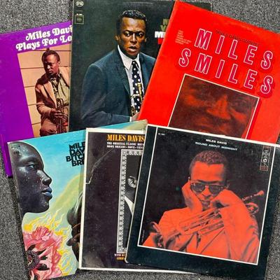 (6PC) MILES DAVIS VINYL RECORDS | Including; Miles Davis Plays For Lovers (PR 7352), My Funny Valentine (CL 2306), Miles Smiles (CL...