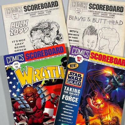 (4PC) COMICS SCOREBOARD MAGAZINES & SHORT ORDER FORMS | Including Comics Scoreboard January 1994 magazine No. 51 and accompanying Short...