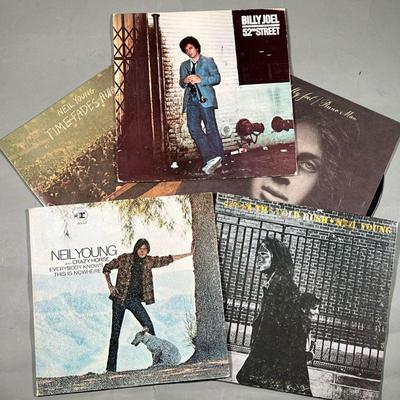 (5PC) BILLY JOEL & NEIL YOUNG VINYL | Including 52nd Street by Billy Joel, Piano Man by Billy Joel, Time Fades Away by Neil Young, After...