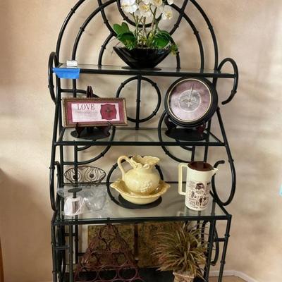 baker's rack NOT FOR SALE   Contents for sale