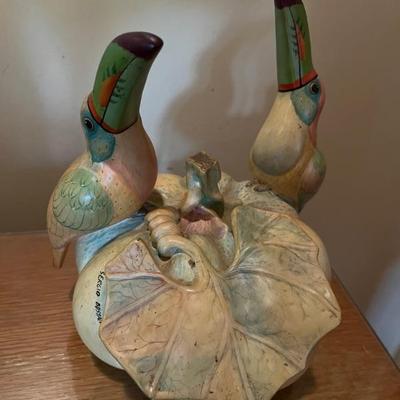 SERGIO BUSTAMANTE (Mexican B. 1949) A SCULPTURE, "Three Toucans On A Gourd â€œ
