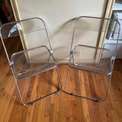 Piretti Castelli Lucite 'Plia ' Folding Chairs