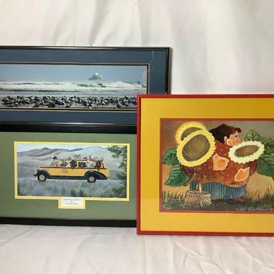 JOSW209 Signed Prints By PNW Artists	-Print by E. Lynette Fransen called ' Yellowstone or BUS-T' .. comes in nice wood frame and a little...