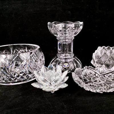 BEEM926 Waterford, Orrefors, Swarovski Crystal & More	Bohemia, Czech Republic lead cryastal candle holder. Â L.E. Smith Glass Co. cut...