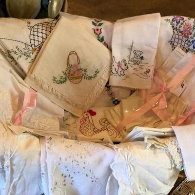 Hand Embroidered Vintage Linens