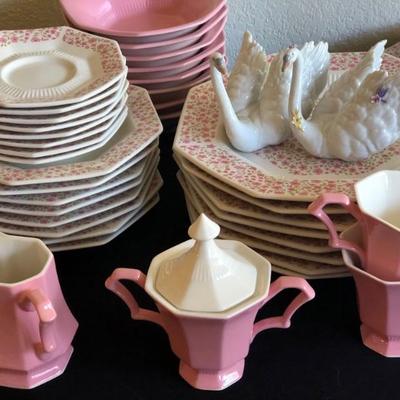 Pink and White Vintage Dishes 