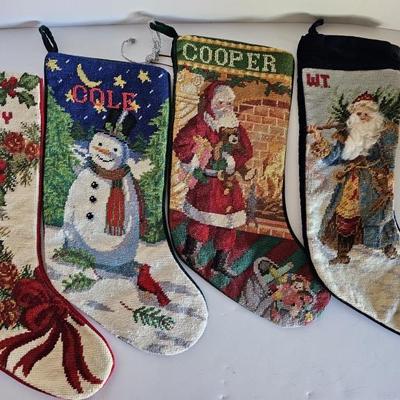Needlepoint Christmas Stockings, Monogrammed