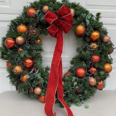 Christmas Lighted Door Wreath is 44in