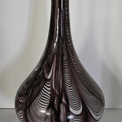Vintage Hand Blown Purple & White Swirl Vase
