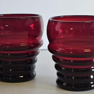 4- Shaeffer Ruby Platinum by Imperial Glass (Ohio) 2.5in Flat Tumblers