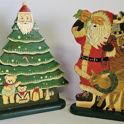 (2) Wooden Christmas Decor, Standing 12in Tall