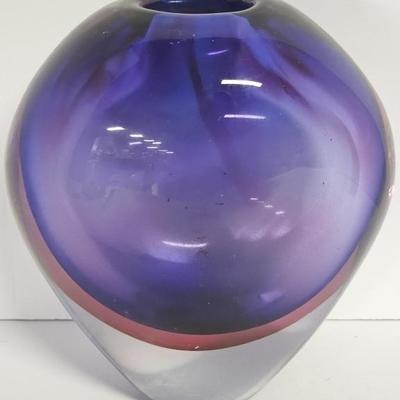 Vintage Hand Blown Tear Drop Art Glass Vase
